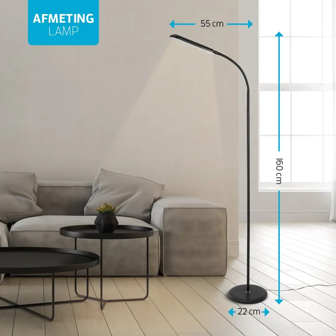 Varin Design LED Vloerlamp Ultra-plat - 10W 800 Lumen - Zwart - afbeelding 6 van 6