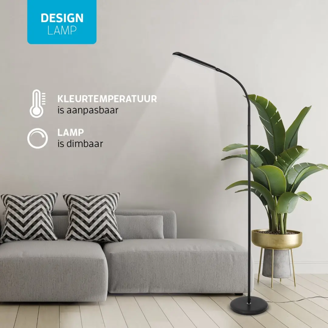 Varin Design LED Vloerlamp Ultra-plat - 10W 800 Lumen - Zwart