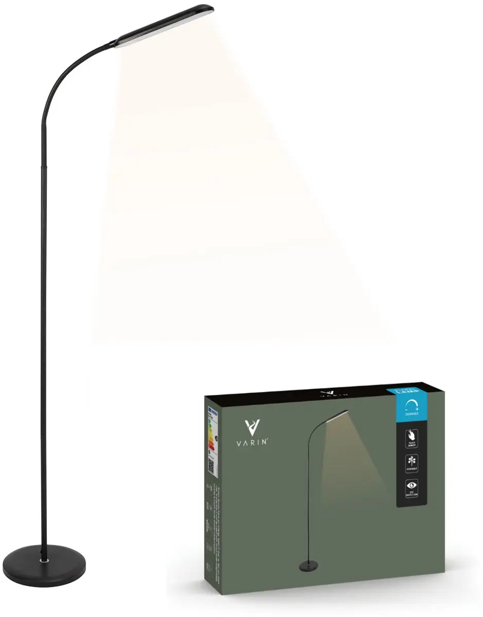 Varin Design LED Vloerlamp Ultra-plat - 10W 800 Lumen - Zwart