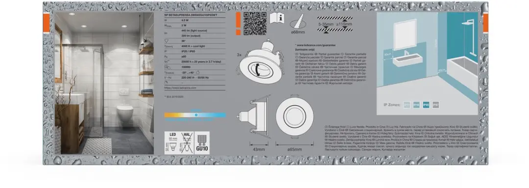 Osram Spot Set LED Inbouwspot IP65 Press 4,5W 840 - 3 Stuks