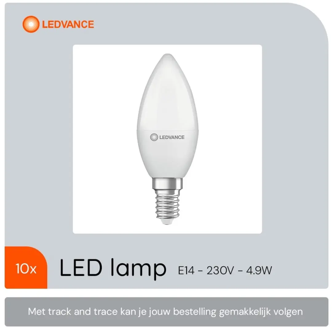 LEDVANCE LED Kaarslamp E14 4.9W 470lm 2700K - Mat Glas - 10 Stuks