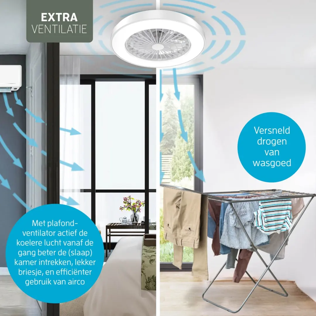 Varin Plafondventilator met LED 30W RGBW Ø50cm - Wit