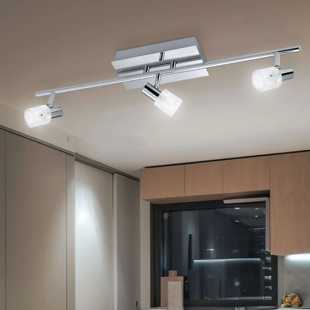 Eglo Plafondlamp 3-pits Glas - 58cm - Zilver - afbeelding 2 van 2