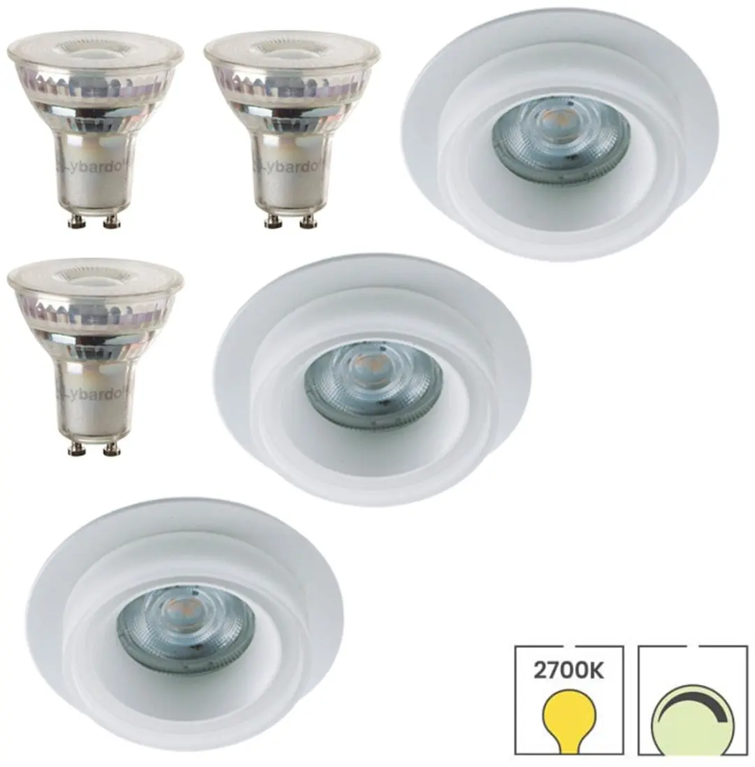 Lybardo Inbouwspots 3-pack GU10 5.5W - Dimbaar Warmwit - afbeelding 2 van 6