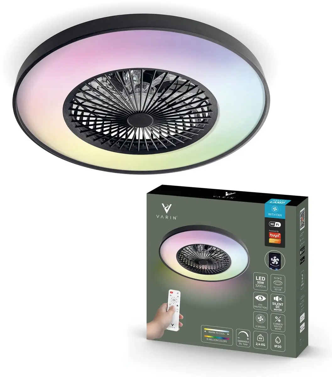 Varin Plafondventilator met LED RGBW 60cm