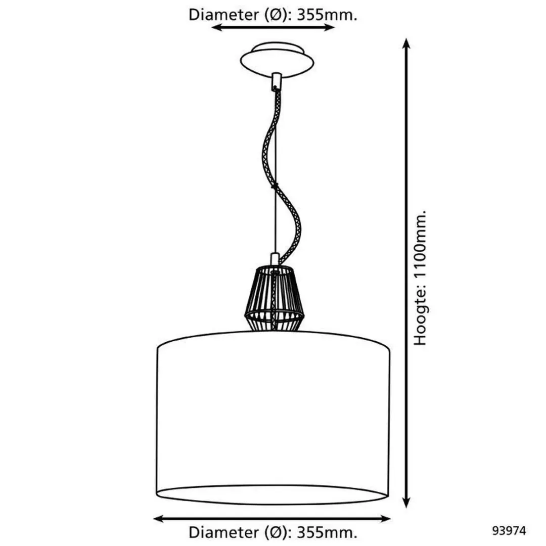 Eglo Valseno Hanglamp 1 Licht 60W - Zwart/Wit - afbeelding 5 van 6