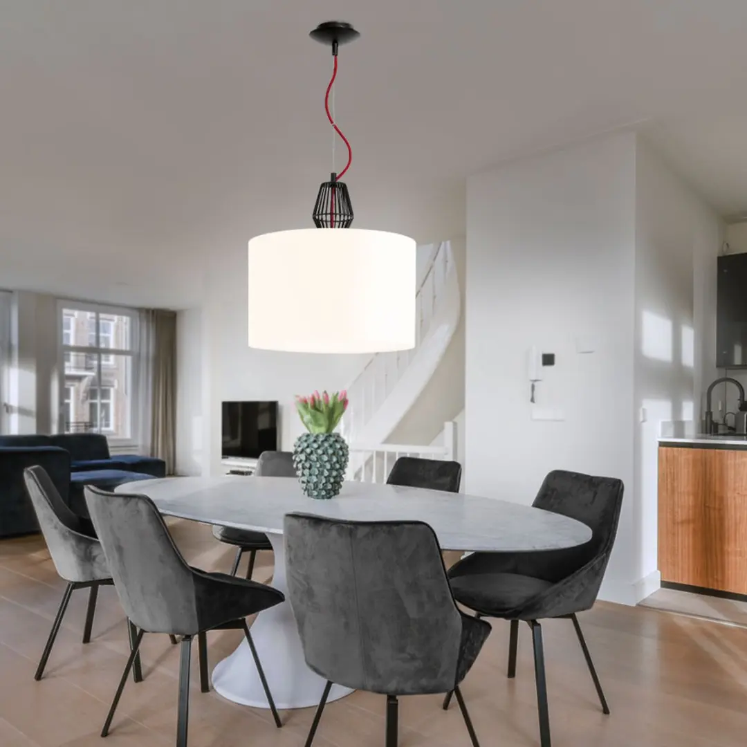 Eglo Valseno Hanglamp 1 Licht 60W - Zwart/Wit - afbeelding 2 van 6