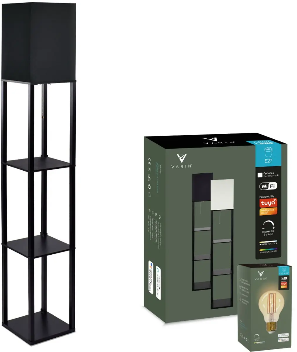 Varin Vloerlamp Zwart - 10 Lichtpunten Warm Wit - Tuya Smart