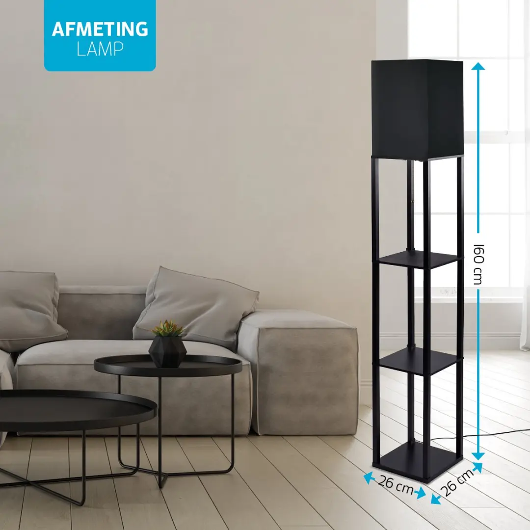 Varin Vloerlamp Zwart - 10 Lichtpunten Warm Wit - Tuya Smart