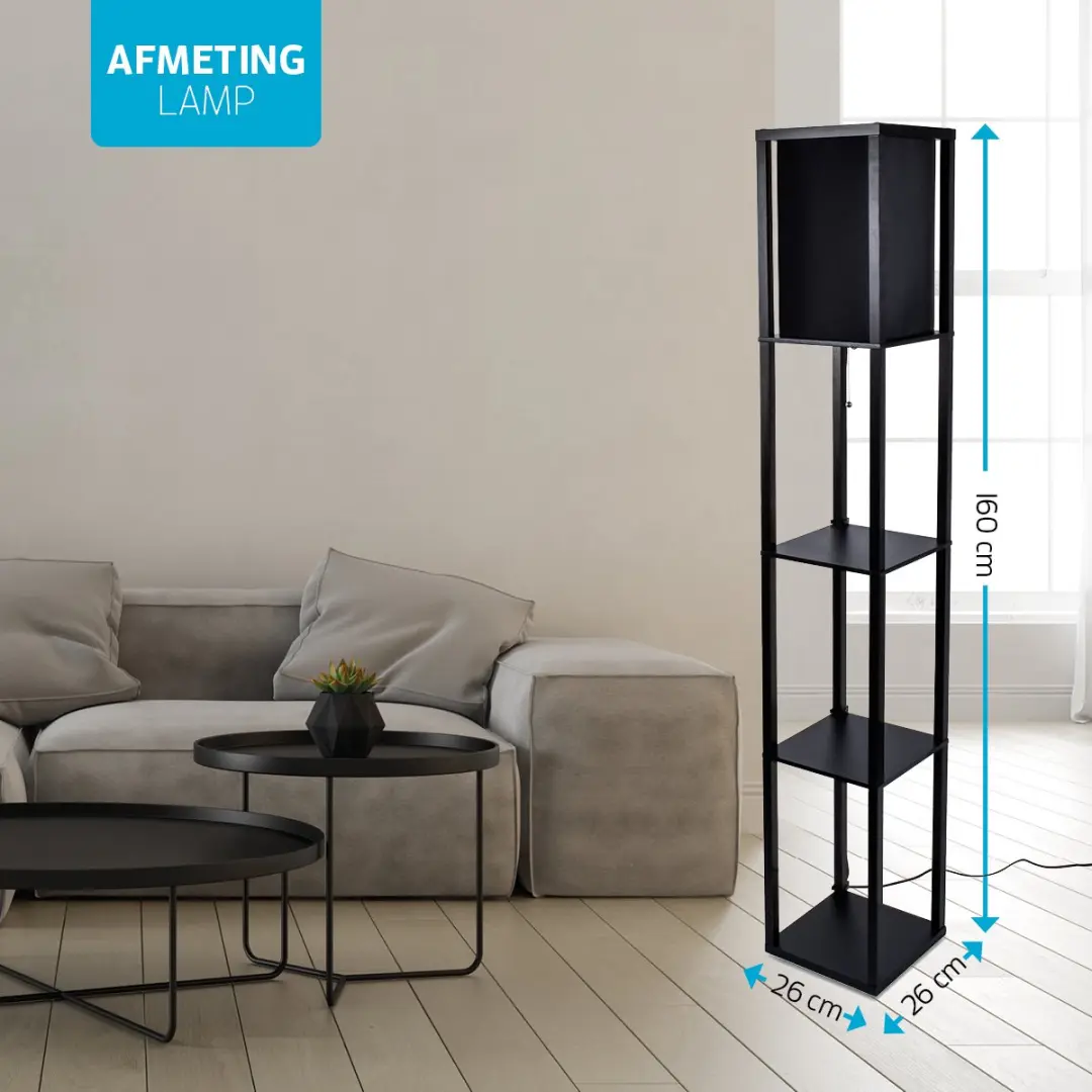 Varin Vloerlamp Zwart - 10 Lichtpunten Warm Wit - Tuya Smart