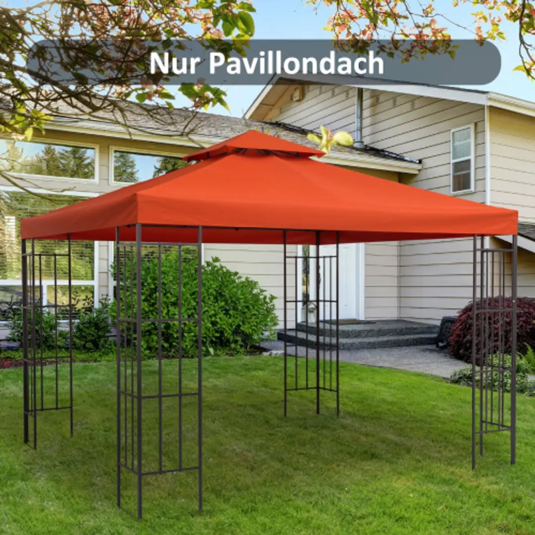 ECTEATOY Vervangingsdak Tuinhuis 3x3m - Orange - Zonder Zijkanten