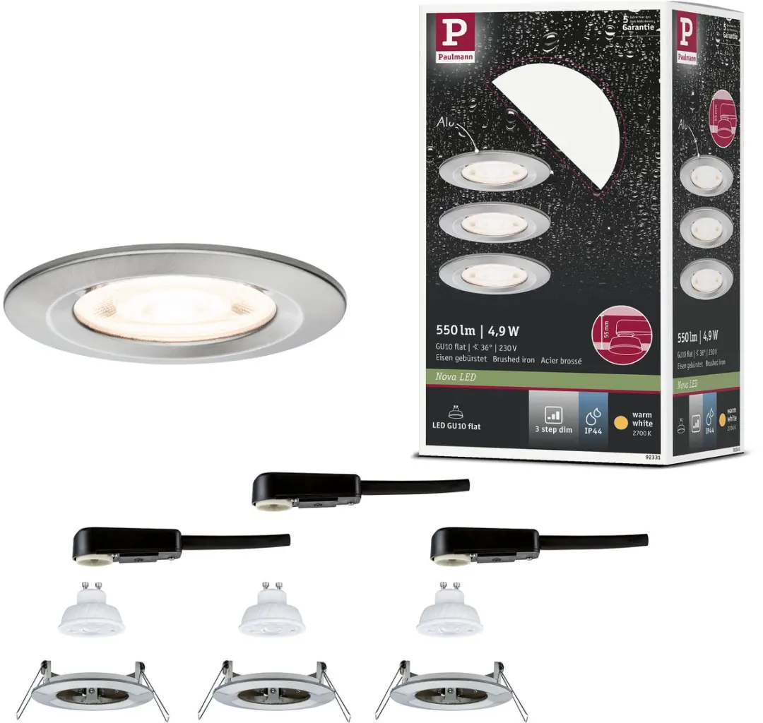 Paulmann LED-inbouwlamp Nova GU10 3x4,9W 550lm 2700K