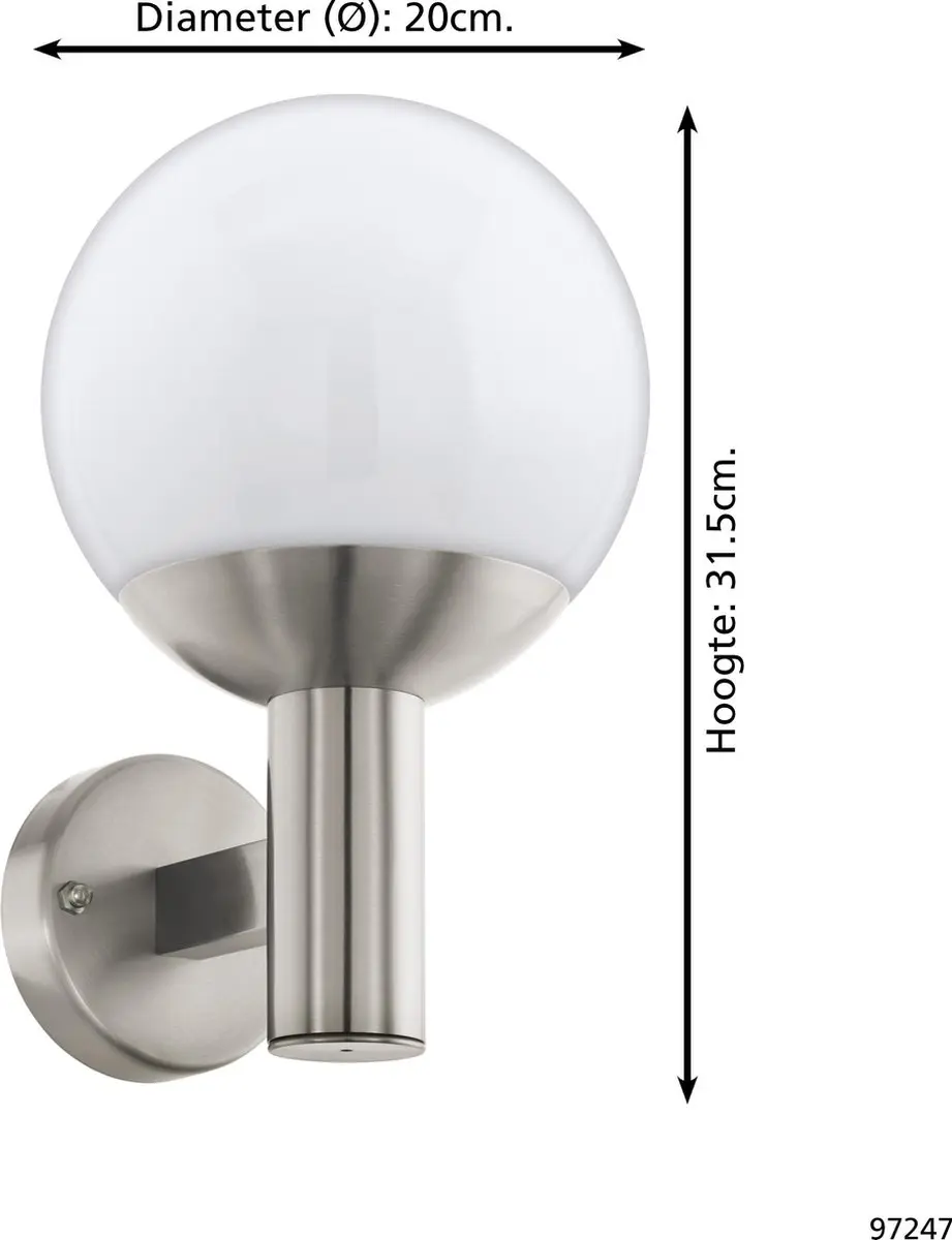 Eglo Nisia-c Wandlamp Buiten LED 9W - Roestvrijstaal - afbeelding 6 van 6