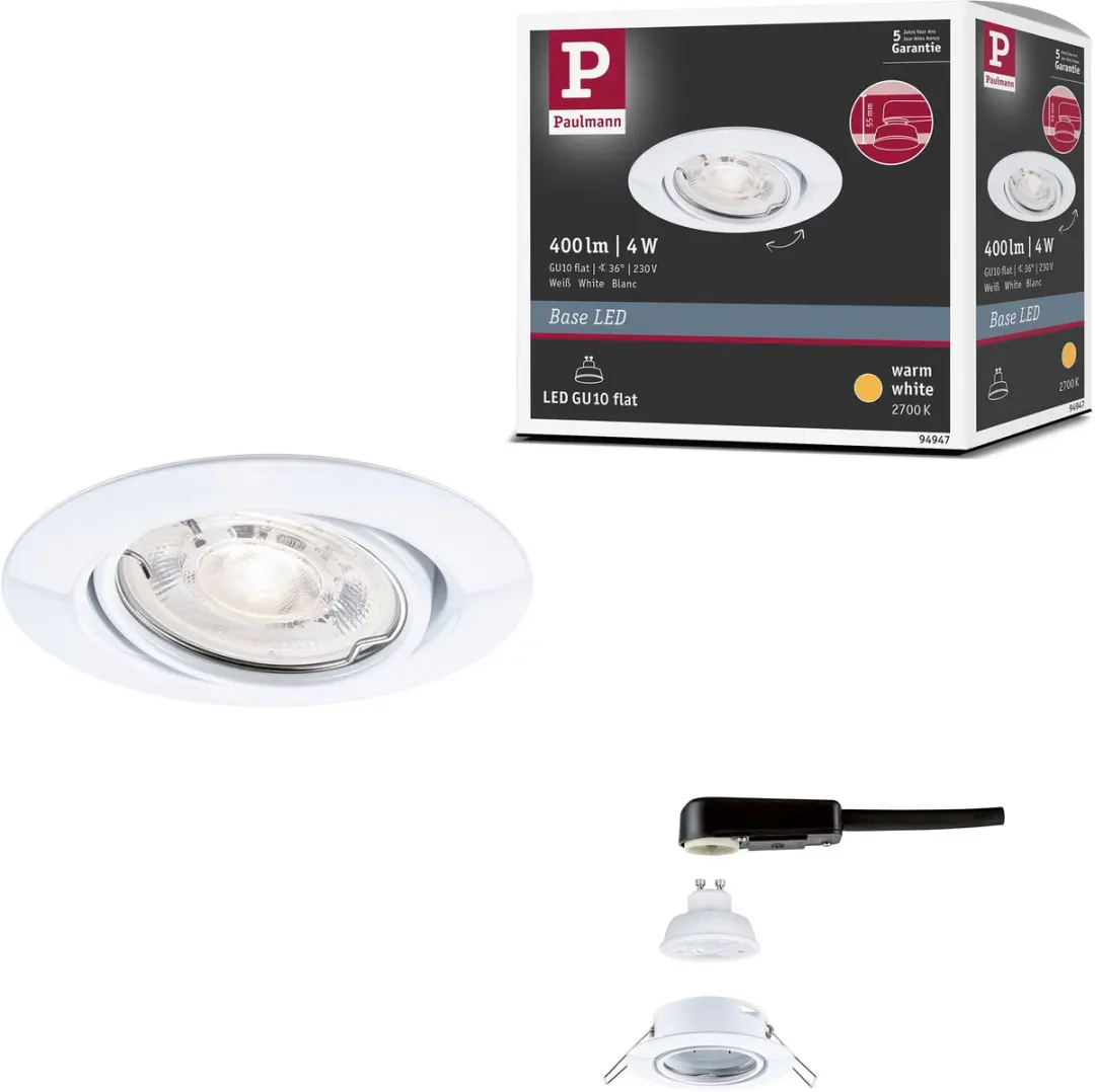 Paulmann LED Inbouwlamp Base GU10 Flat Draaibaar 4W 400lm
