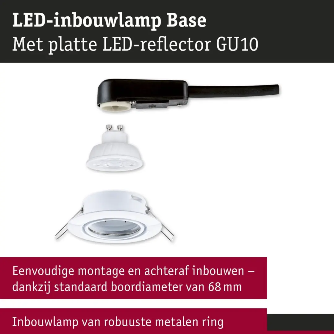 Paulmann LED Inbouwlamp Base GU10 Flat Draaibaar 4W 400lm