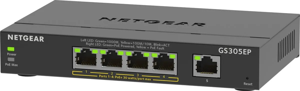 Netgear GS305EP Managed PoE Switch 5 Poorten - 63W