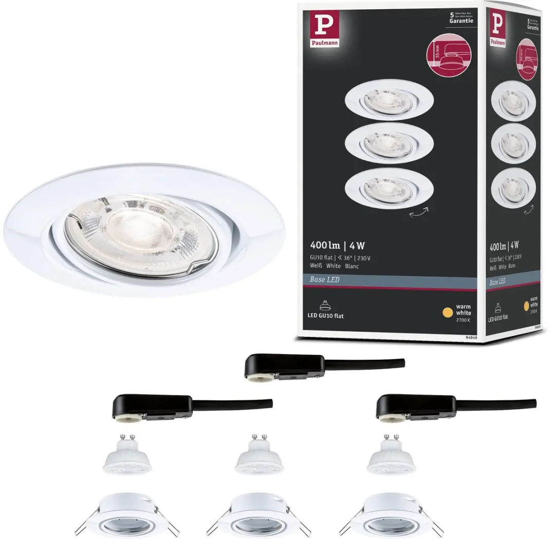 Paulmann Base GU10 LED-inbouwlamp 3x4W 1200lm