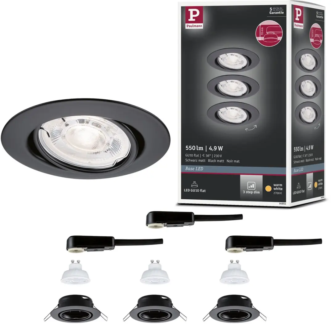 Paulmann LED Inbouwlamp Base GU10 3x4,9W 550lm 2700K
