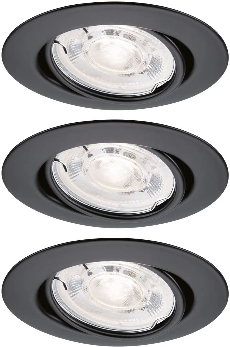 Paulmann LED Inbouwlamp Base GU10 3x4,9W 550lm 2700K - Zwart mat