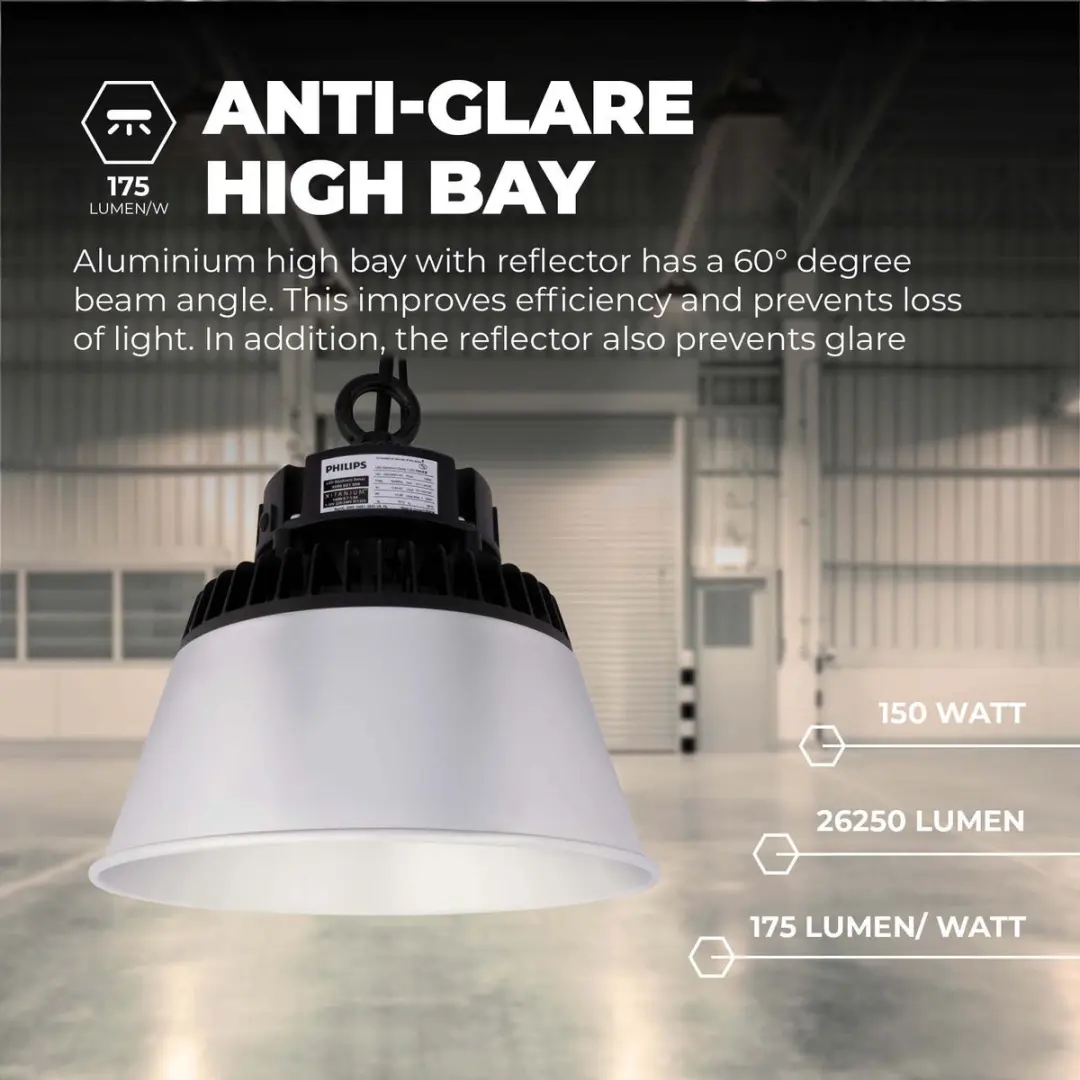 LEDVION LED High Bay Reflector 85W 175lm/W 4000K - IP65 Zwart
