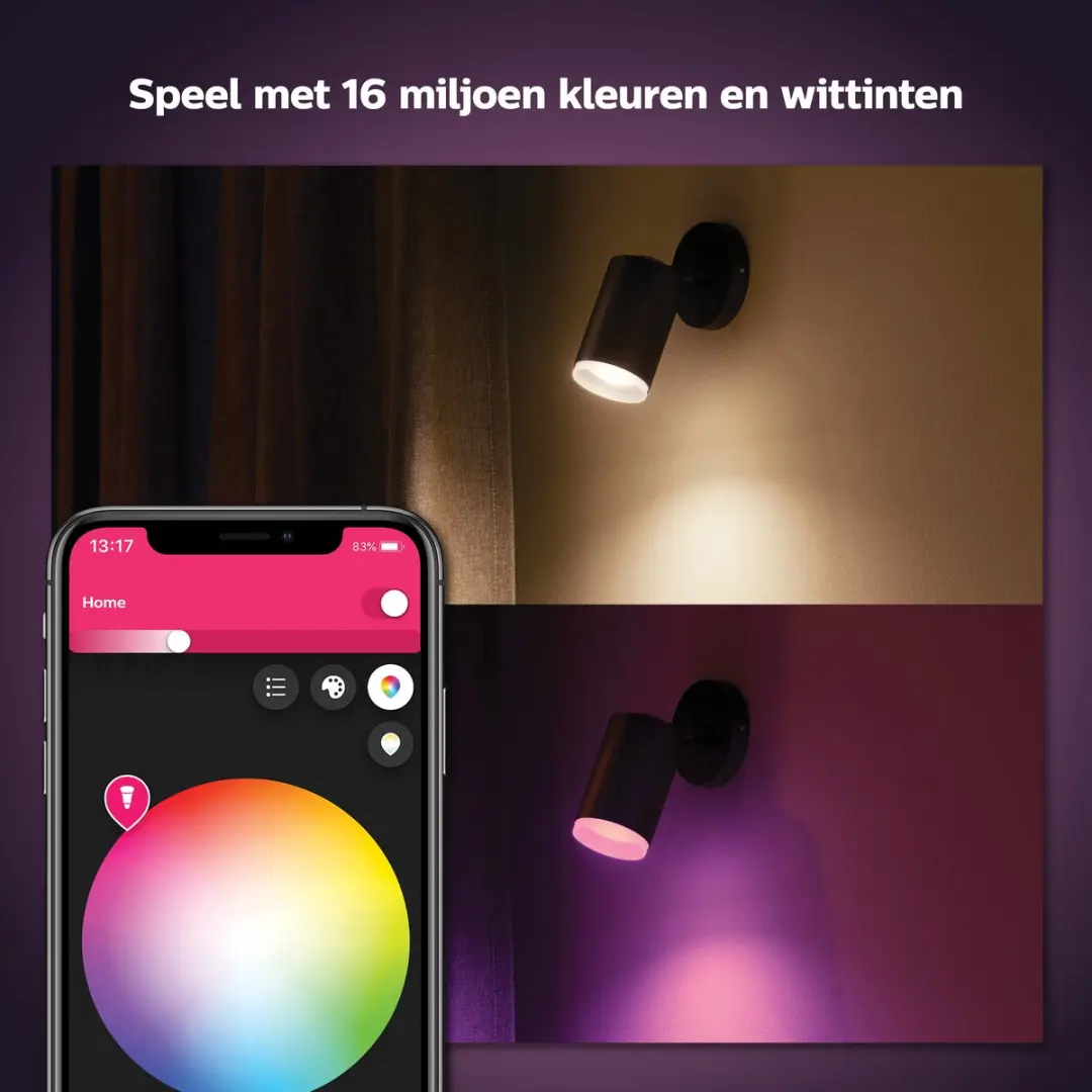Philips Hue Fugato Opbouwspot GU10 RGBW - Zwart - afbeelding 5 van 6