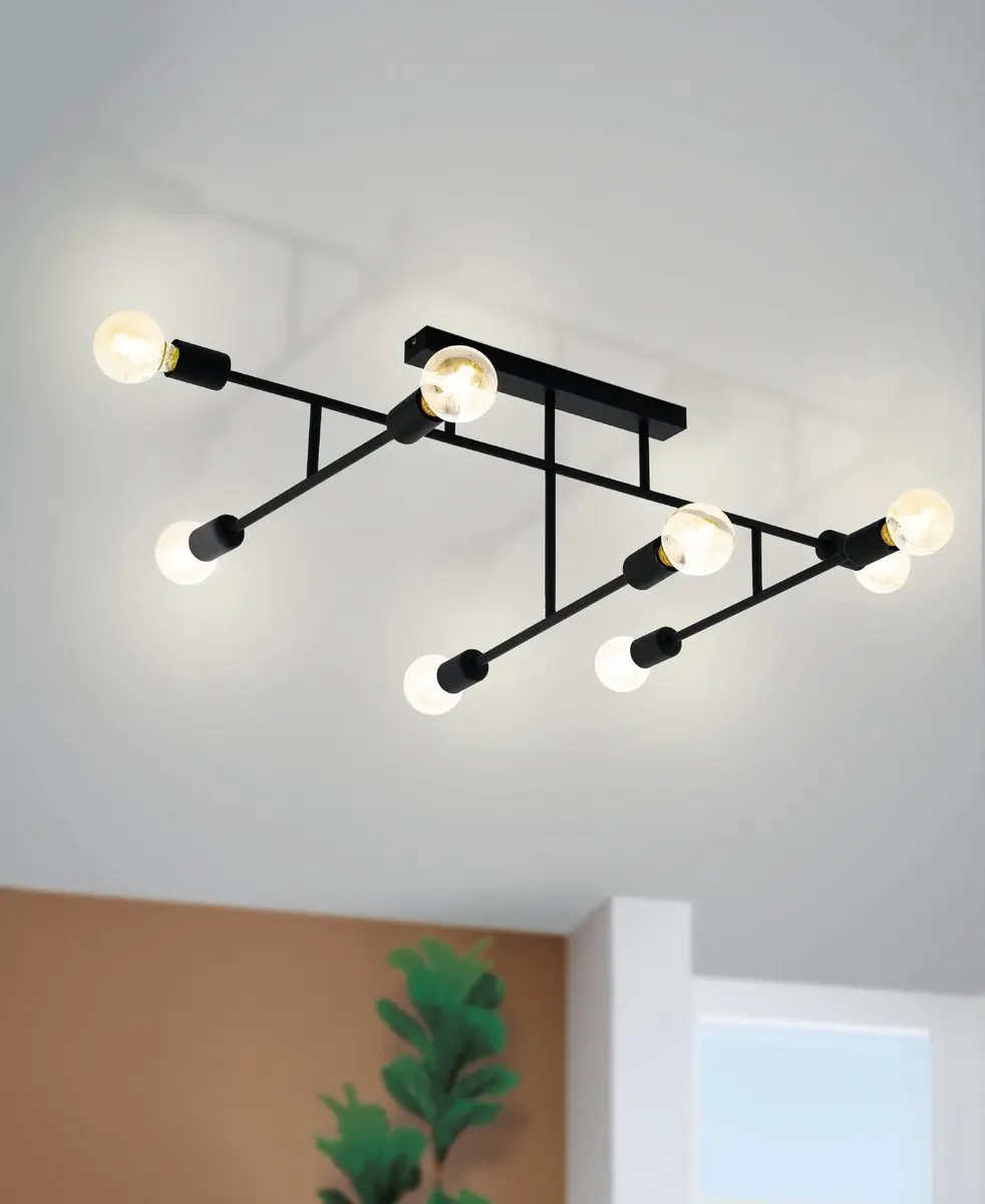 Eglo Belsiana Plafondlamp E27 - 8 Lichtpunten 118cm Zwart