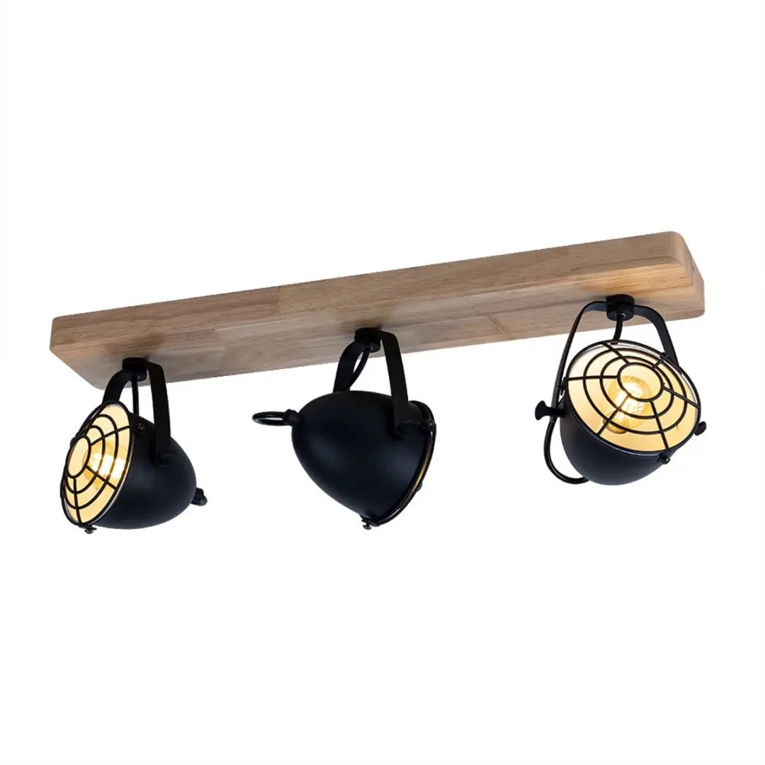 Eglo Gatebeck Wandlamp 3-Lichts E14 Hout/Zwart