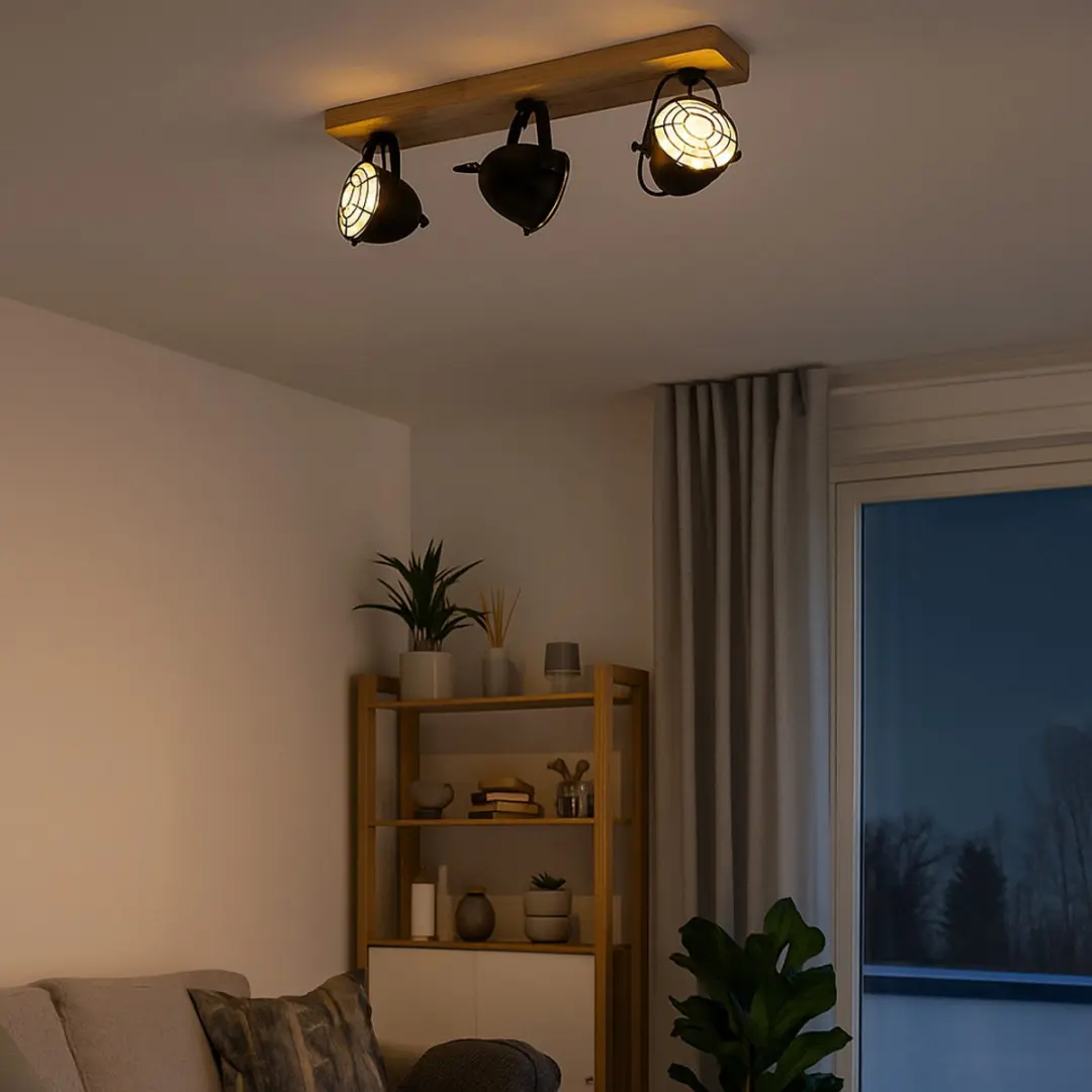 Eglo Gatebeck Wandlamp 3-Lichts E14 Hout/Zwart - afbeelding 6 van 6