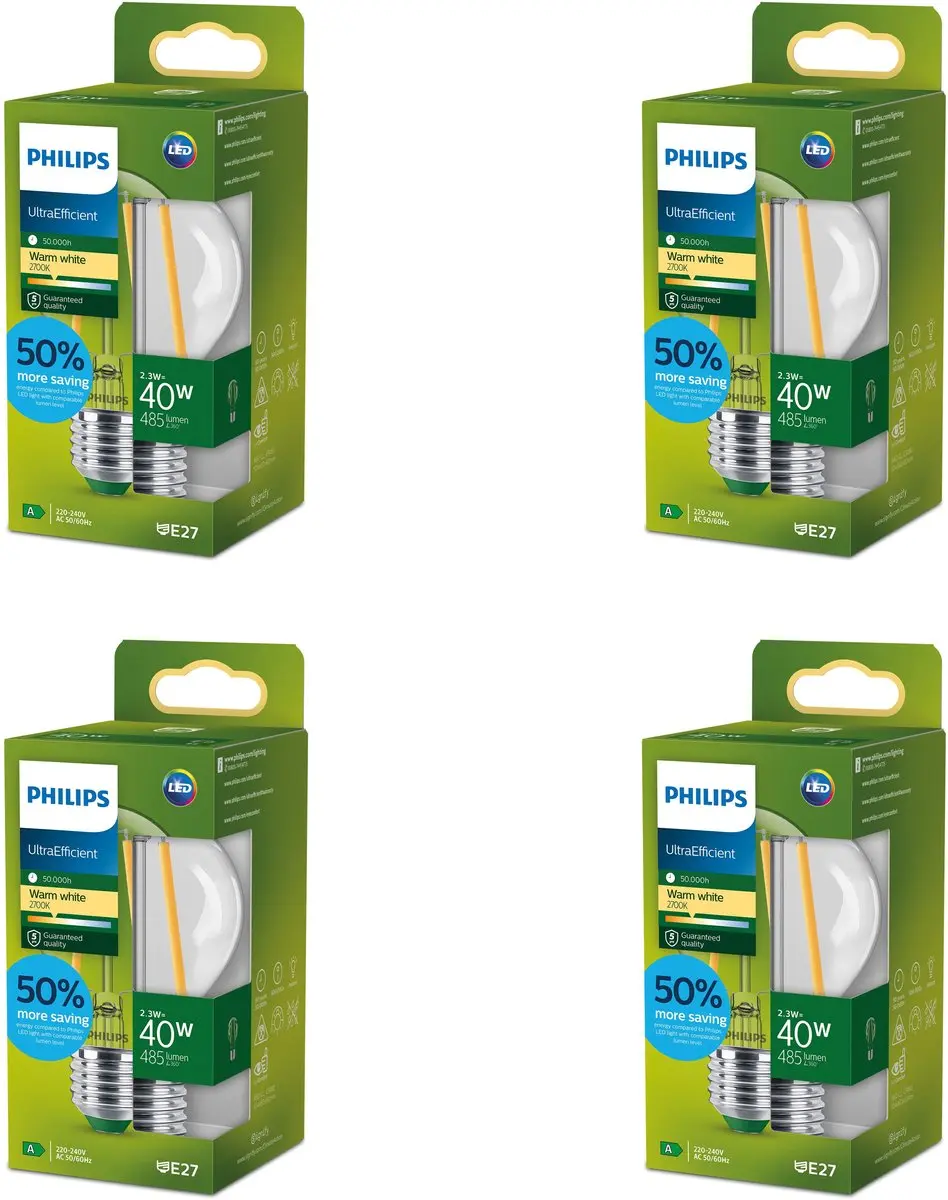 Philips LED E27 Ultra Efficient Warmwit 2.3W