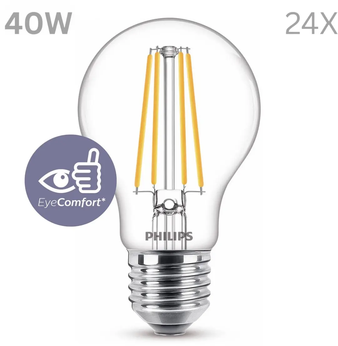 Philips LED E27 Standaardlamp Warmwit 3.4W - 24 Stuks