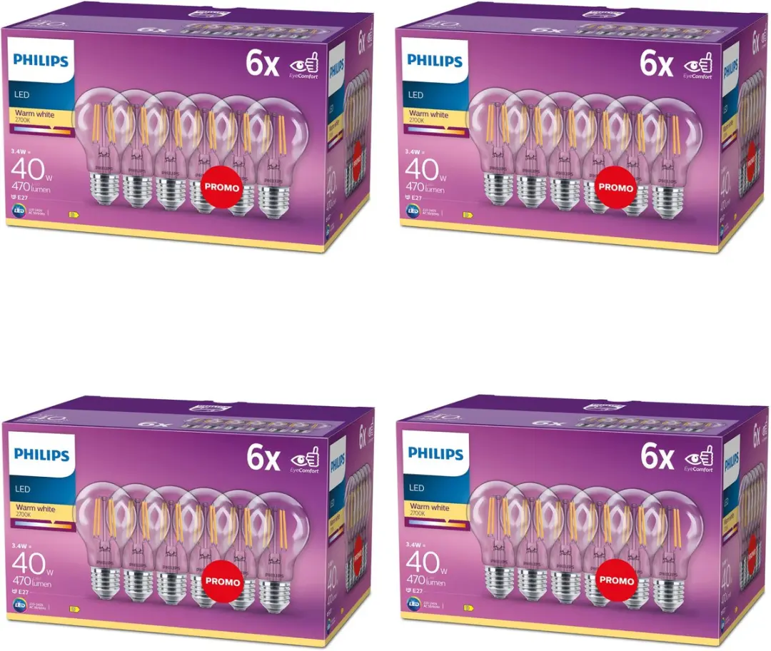 Philips LED E27 Standaardlamp Warmwit 3.4W