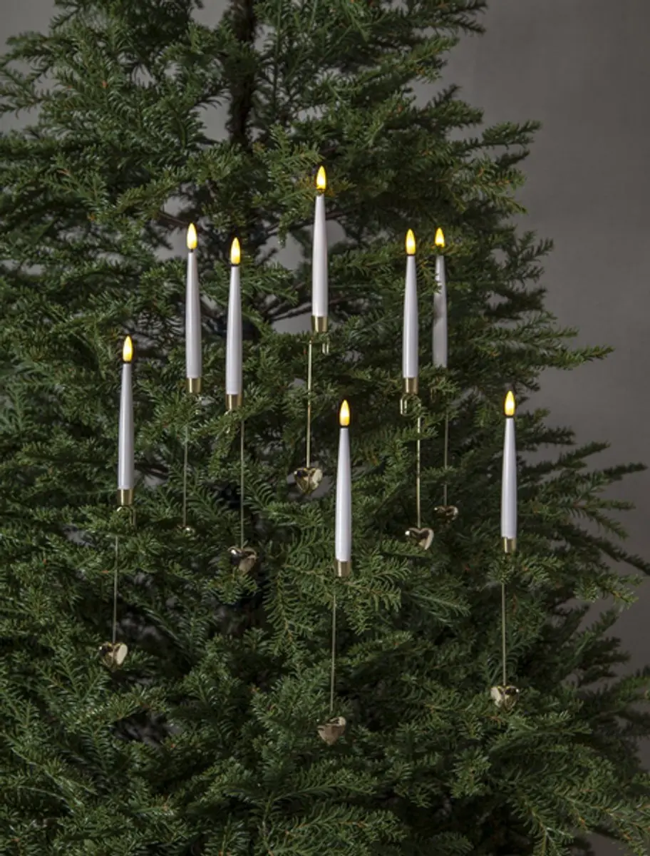 Star Trading LED Boomkaarsen Flame - 8 Stuks - Witgoud - H 31cm