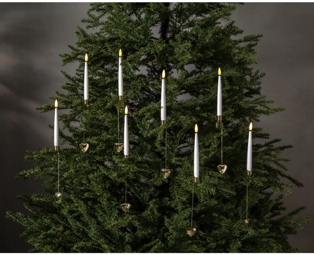 Star Trading LED Boomkaarsen Flame - 8 Stuks - Witgoud - H 31cm - afbeelding 6 van 6