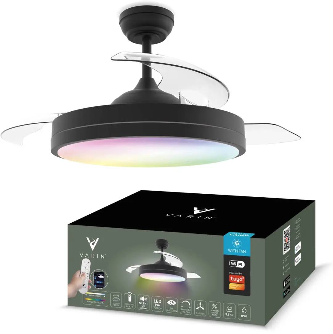 Varin Smart Plafondventilator met LED 36W RGBW