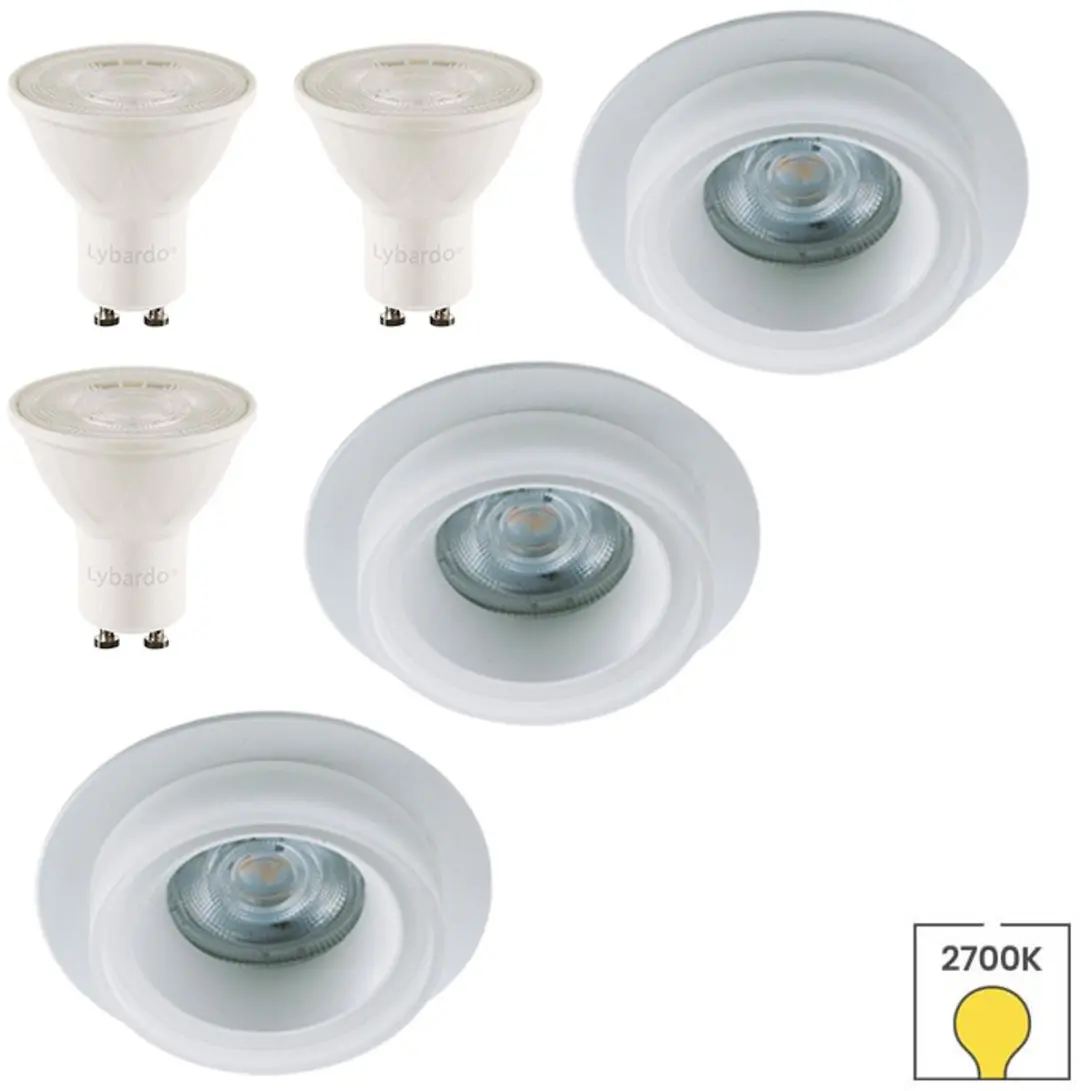 Lybardo Inbouwspots 3-pack GU10 2.4W Warmwit
