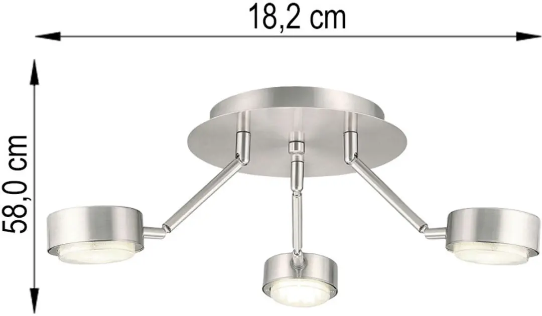 Eglo Plafondlamp Verstelbaar 3-vlammen Zilver - 18,2x58cm