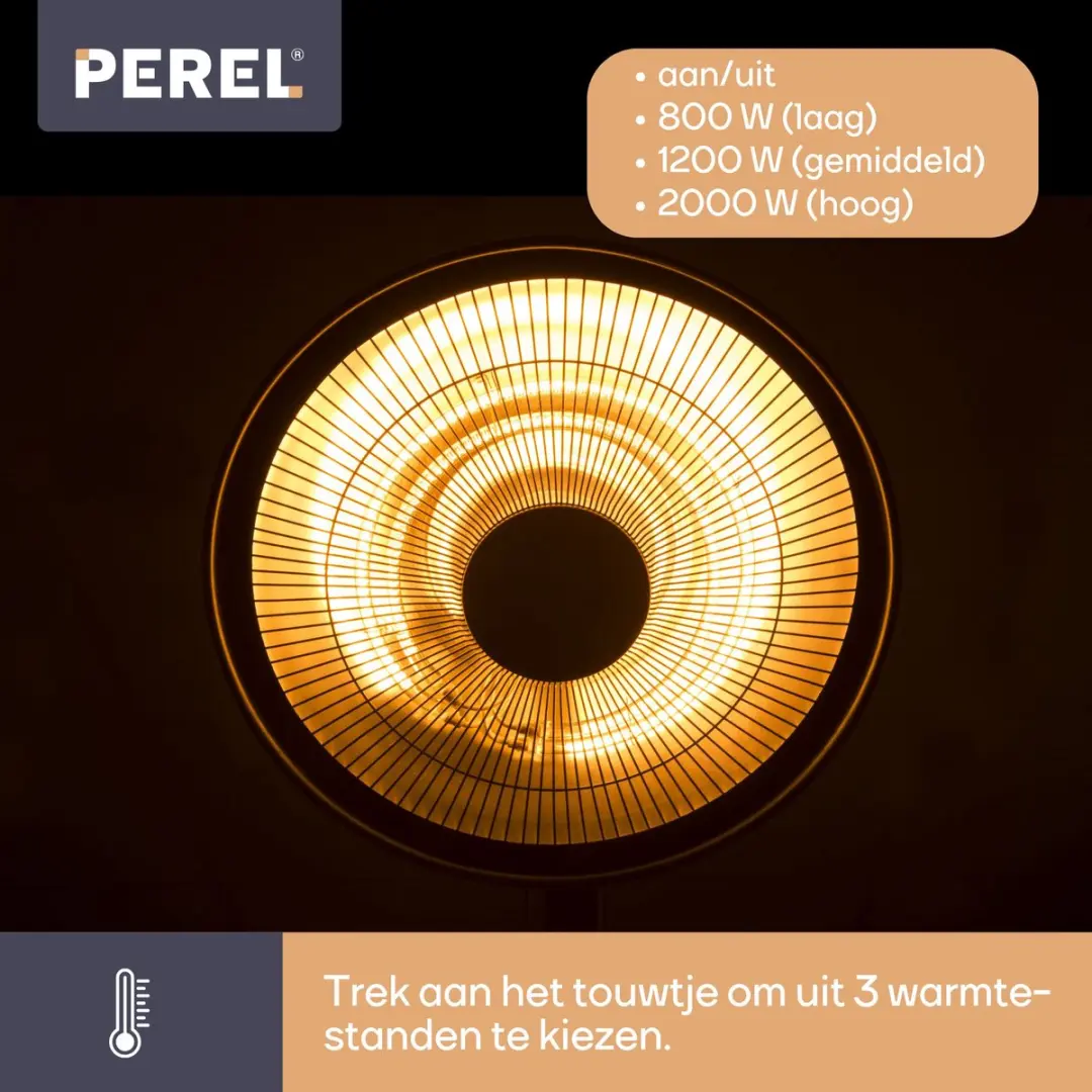 Perel PHS2000-R Staande Terrasverwarmer 2000W - Zwart