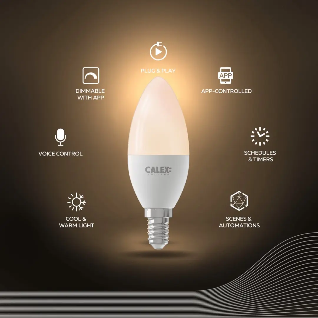 Calex Slimme LED Kaarslamp E14 5W - Set van 3 - Warm Wit 2200K