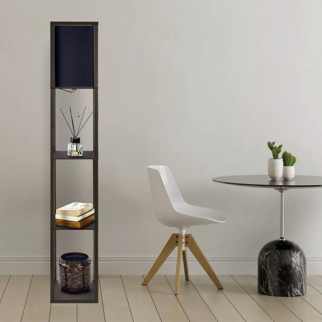 Varin Vloerlamp Vakkenkast - 10 Lichtpunten RGBW - Dimbaar - Bruin/Zwart - afbeelding 6 van 6