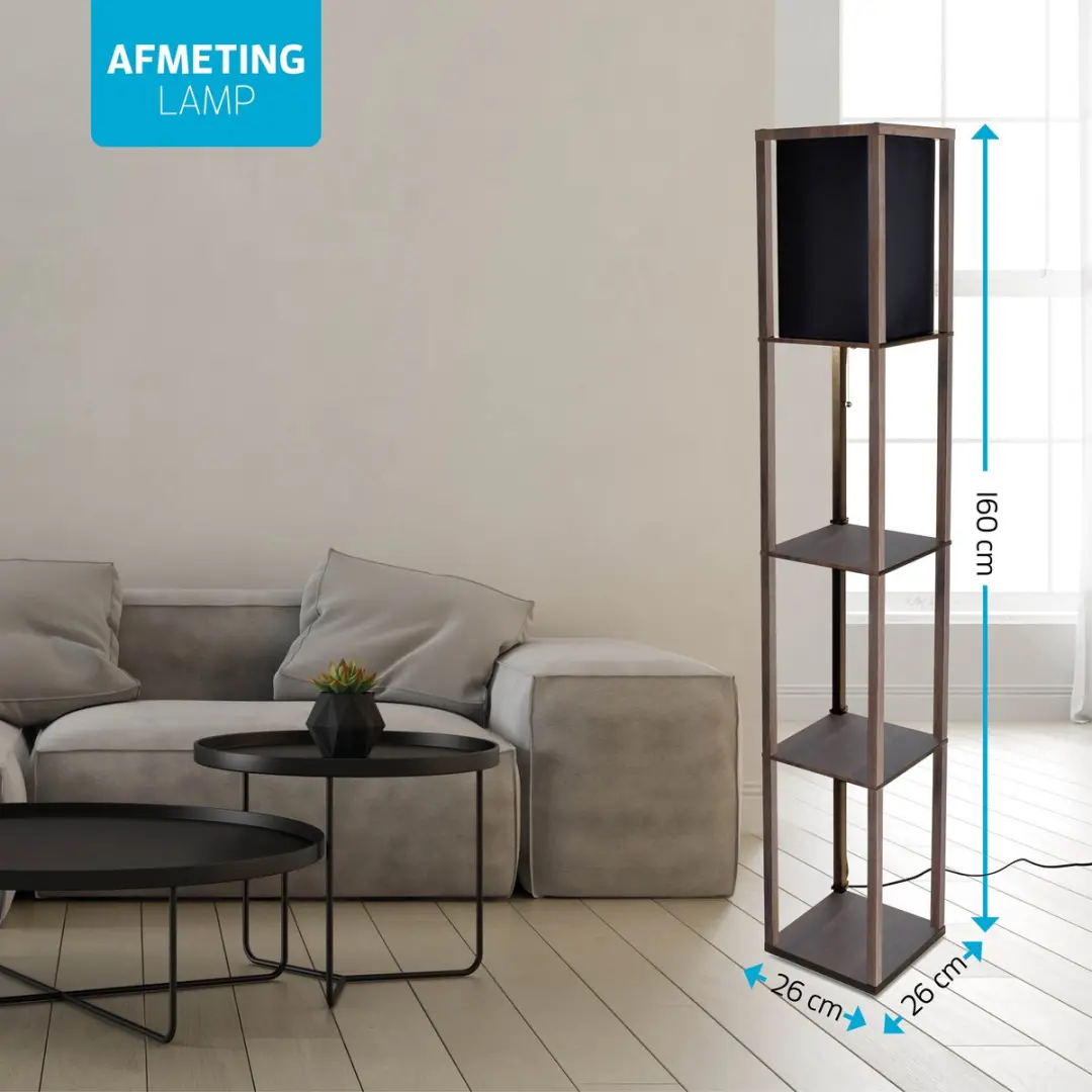 Varin Vloerlamp Vakkenkast - 10 Lichtpunten RGBW - Dimbaar - Bruin/Zwart