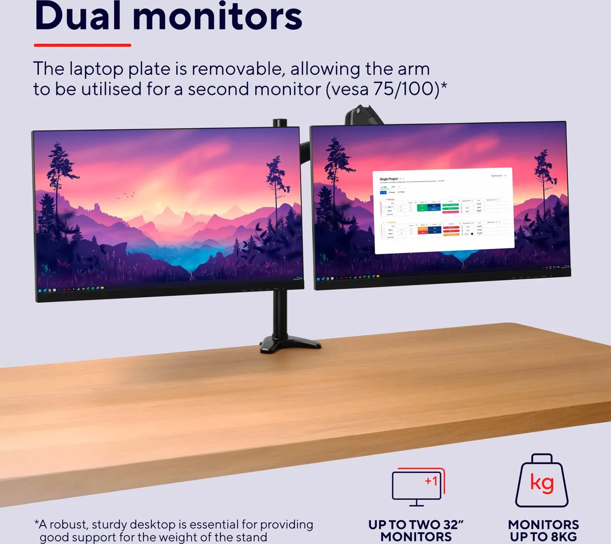 Trust Mara Dubbele Monitorarm - Zwart