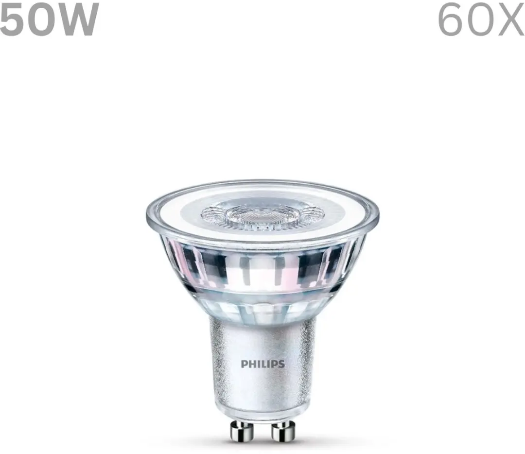 Philips LED GU10 Spotlamp 4.6W Warmwit - 60 Stuks