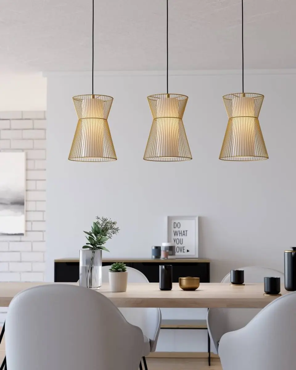 Eglo Maseta Hanglamp E27 - 3 Lichts - Goud/Wit