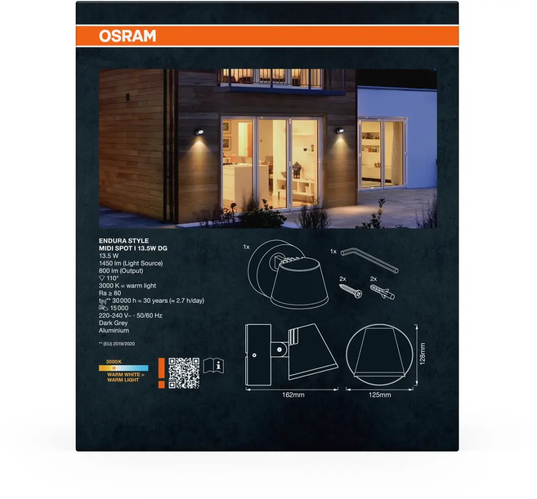 Osram Endura Style Midi Spot I 13.5W LED - Buitenlamp 800lm IP44 - Donkergrijs - afbeelding 6 van 6