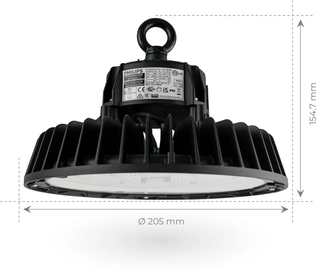 LEDVION LED High Bay 85W Sensor IP65 - 175lm/W 4000K Zwart