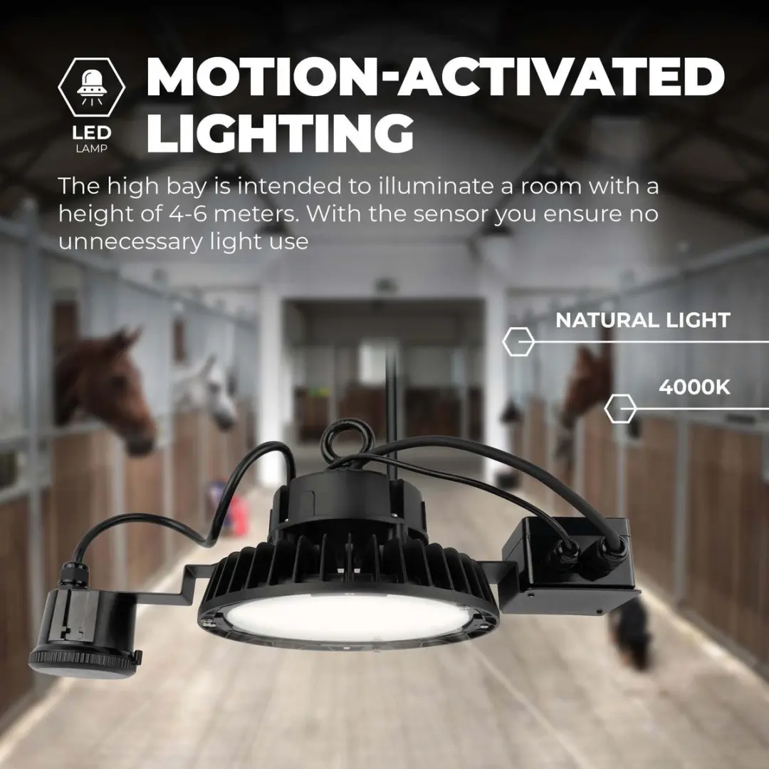 LEDVION LED High Bay 85W Sensor IP65 - 175lm/W 4000K Zwart