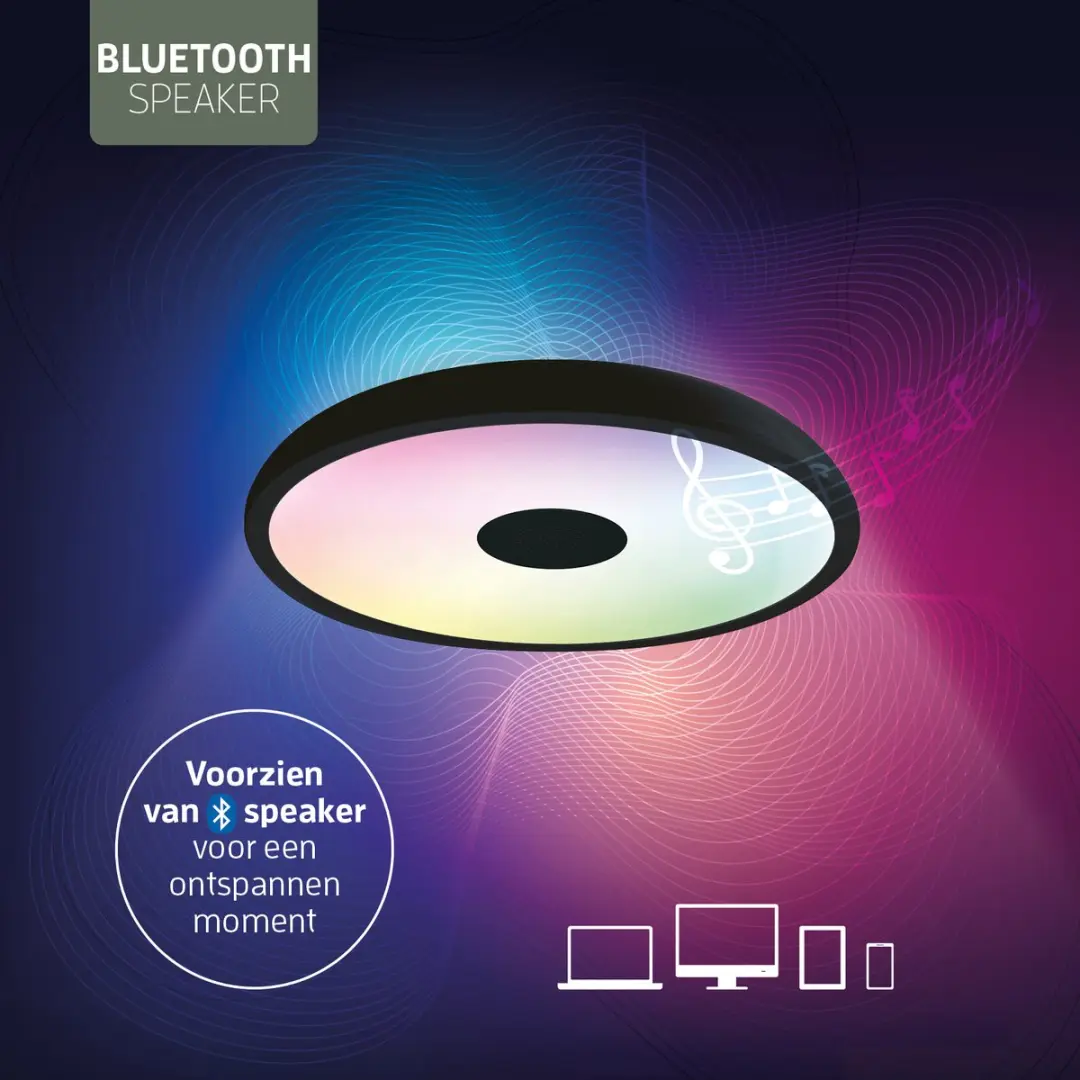 Varin Smart LED Badkamerlamp Ø28cm Zwart - IP44 - RGBW - Tuya