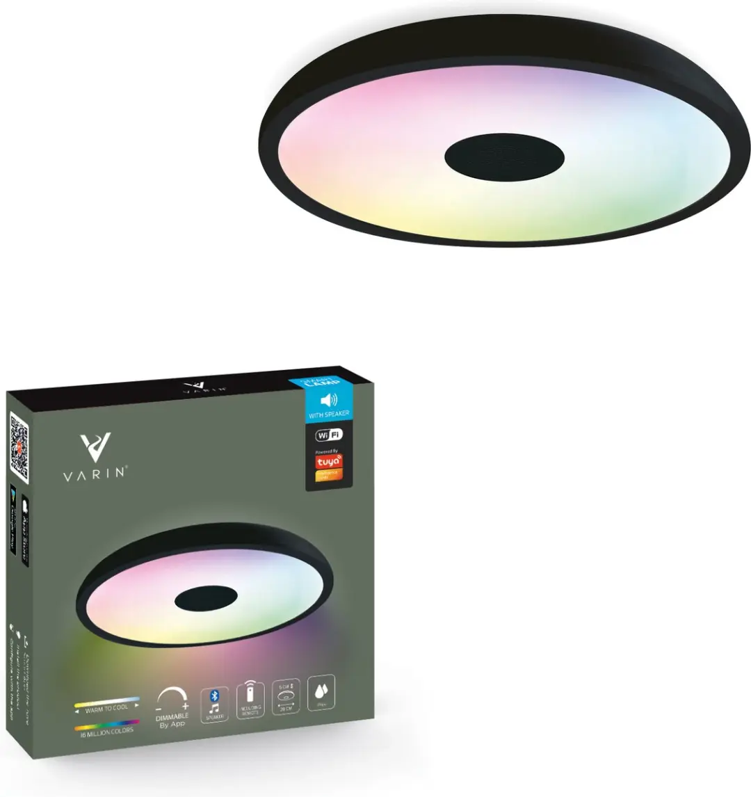 Varin Smart LED Badkamerlamp Ø28cm Zwart