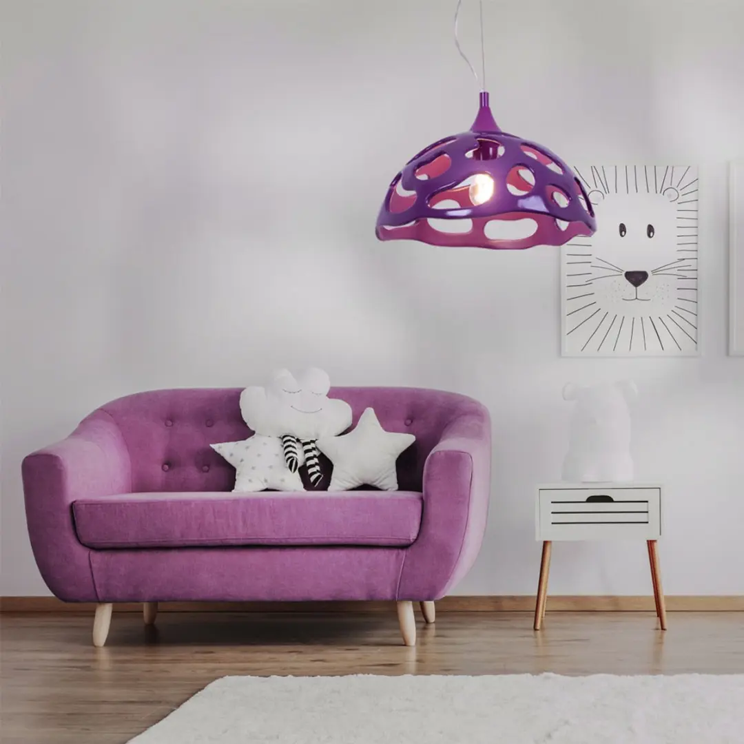 Eglo Anzino Hanglamp 1 Licht 60W - Ø380mm Paars - afbeelding 6 van 6
