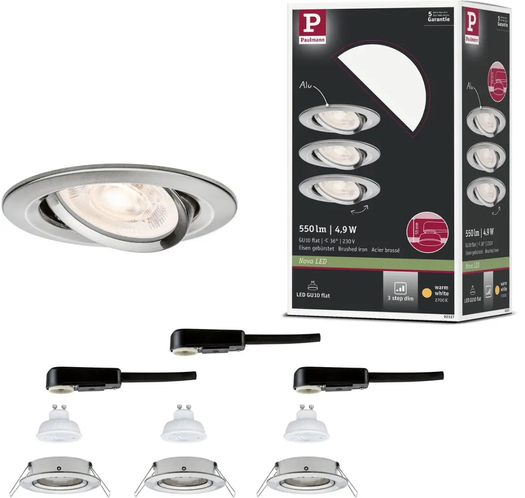 Paulmann Nova GU10 LED-inbouwlamp 3x4,9W 550lm 2700K